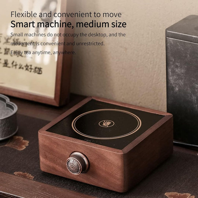 Electric Tea Warmer Made of Walnut with Adjustable Temperature