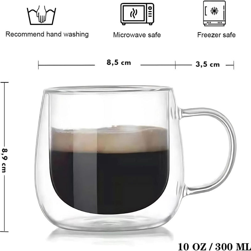 Double-Walled Glass Mugs with Insulation for Hot and Cold Drinks