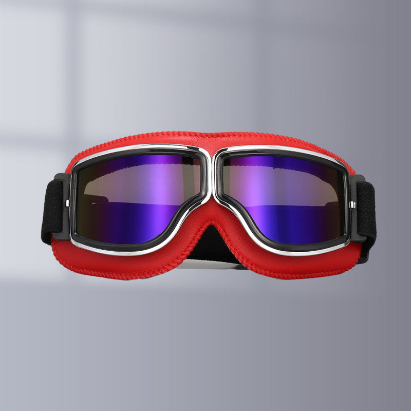 Vintage Motorcycle Goggles with Interchangeable Lenses and Comfort Padding