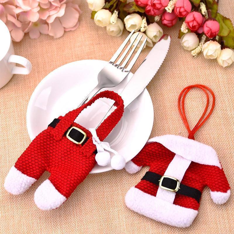 Santa Suit Christmas Cutlery Holder Set