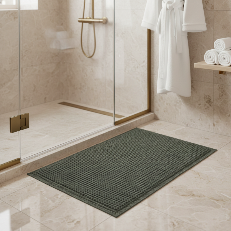 Waffle Bath Mat with Absorbent Microfibre and Non-Slip Backing