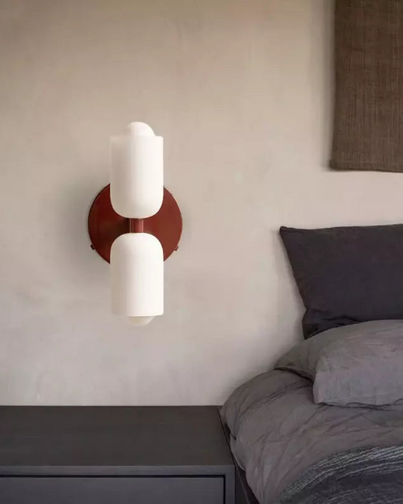 Double-Head Frosted Glass Wall Sconce with Soft Ambient Lighting