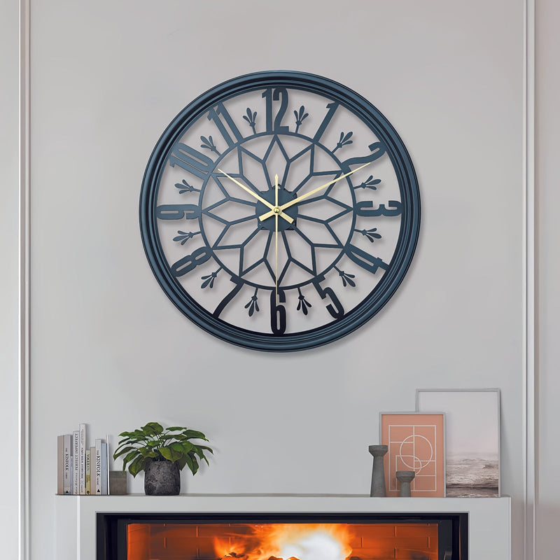 Large Metal Wall Clock with Silent Quartz Movement