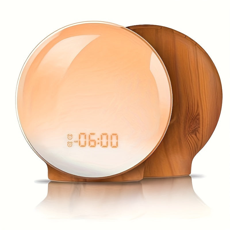 Halo Light Digital Alarm Clock – Sunrise Alarm Clock with USB Power and Dual Alarm Function