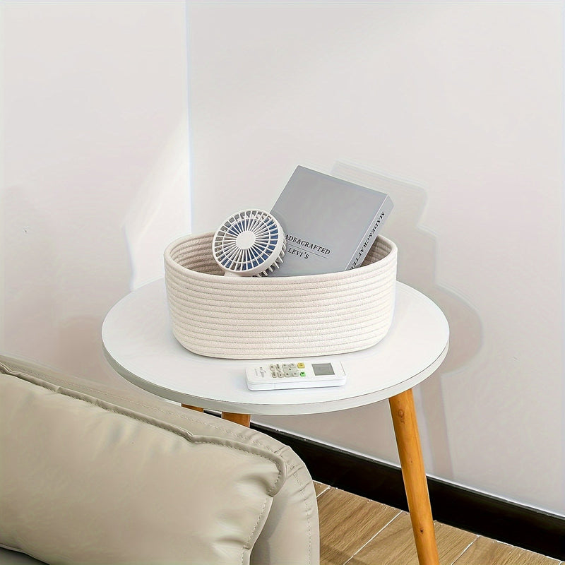 Modern Woven Storage Basket for Wardrobe and Desk – Compact and Stylish Design