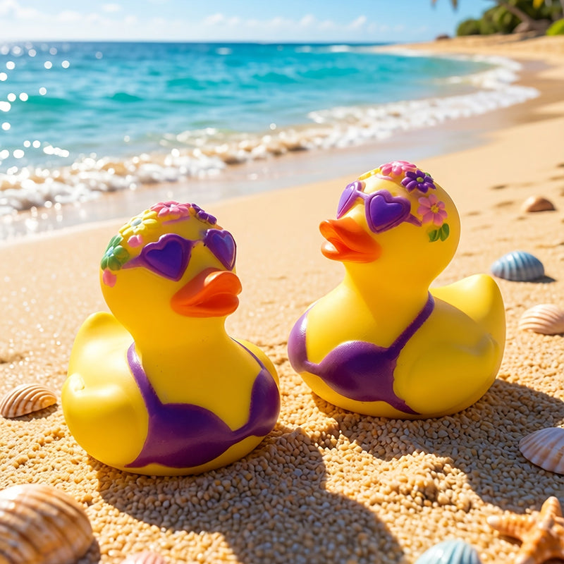 Decorative Rubber Duck with Flowers and Bikini for Desk, Car, or Party Decoration