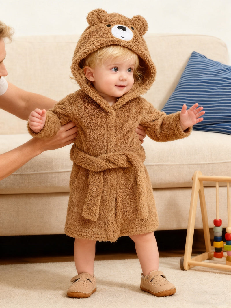 Baby Bathrobe with Hood – Soft Teddy Bathrobe for Babies and Toddlers in Winter