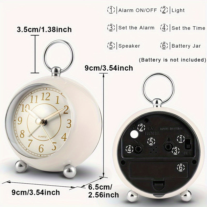 Vintage Analogue Alarm Clock with Night Light – Quiet and Clearly Readable