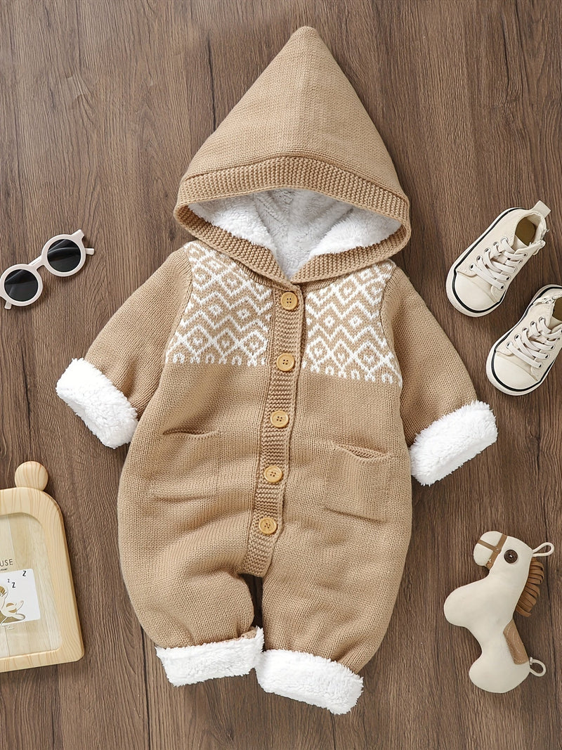 Baby knitted jumpsuit with hood – Warm and comfortable