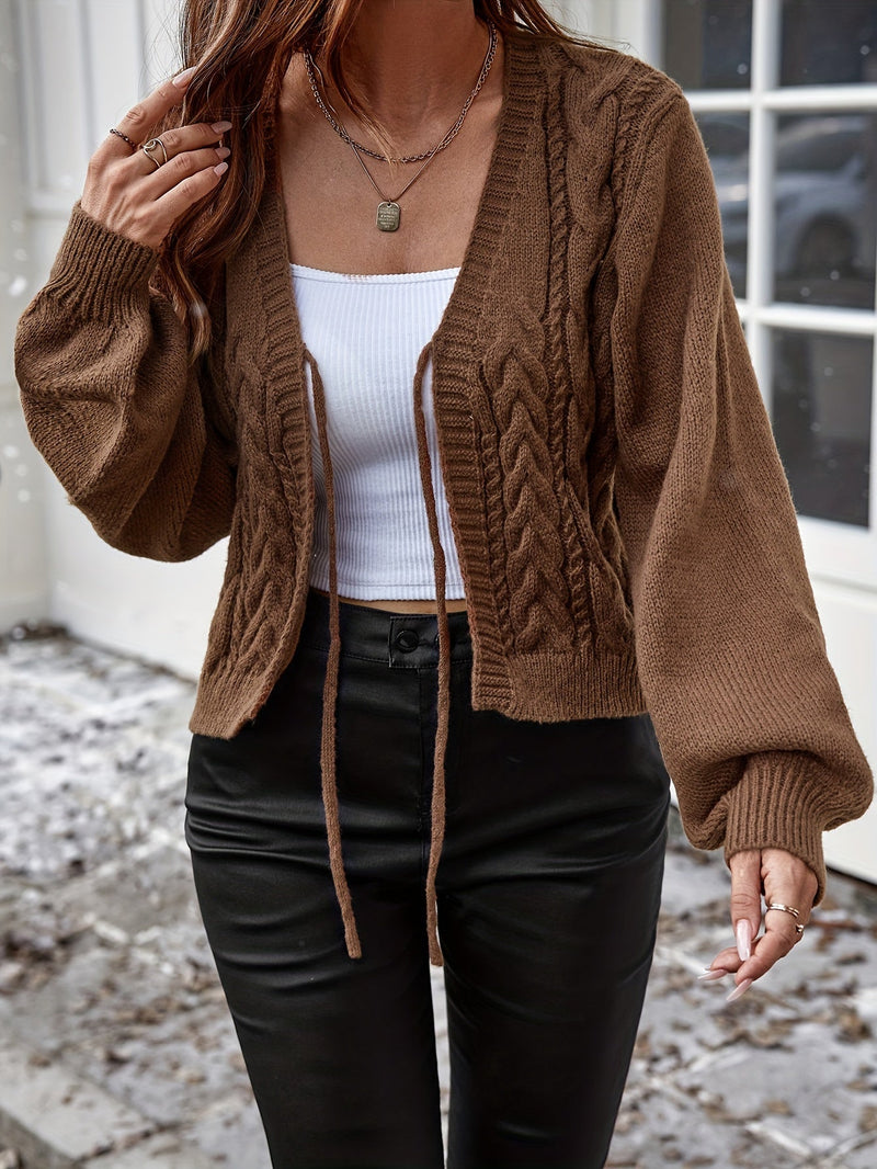 Ladies Elegant Knitted Cardigan with Bow Closure – Casual and Comfortable