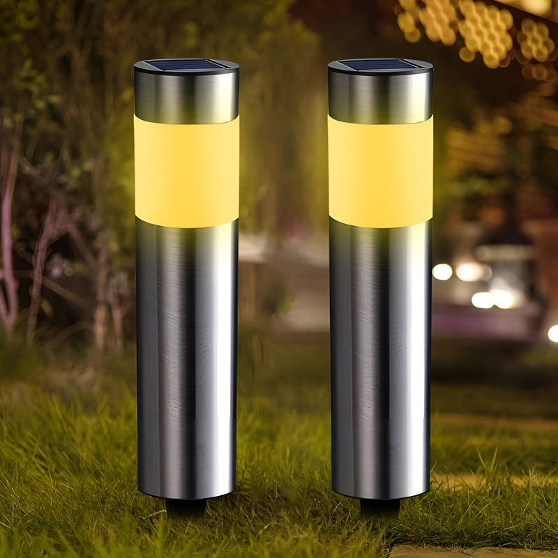 Solar Stainless Steel LED Garden Lights – Set of 2