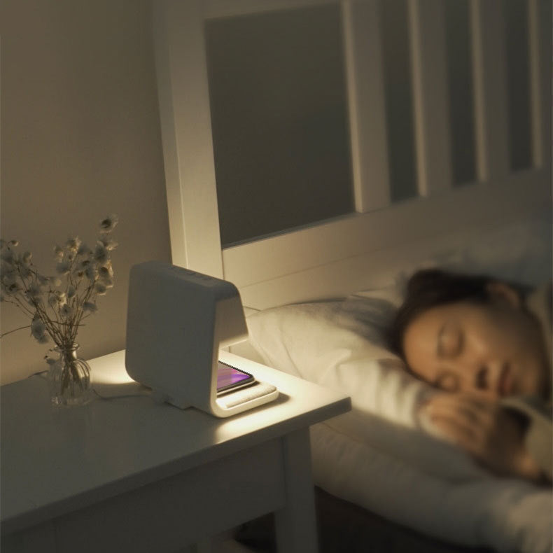 3-in-1 LED Bedside Lamp with Wireless Charger & Alarm Clock