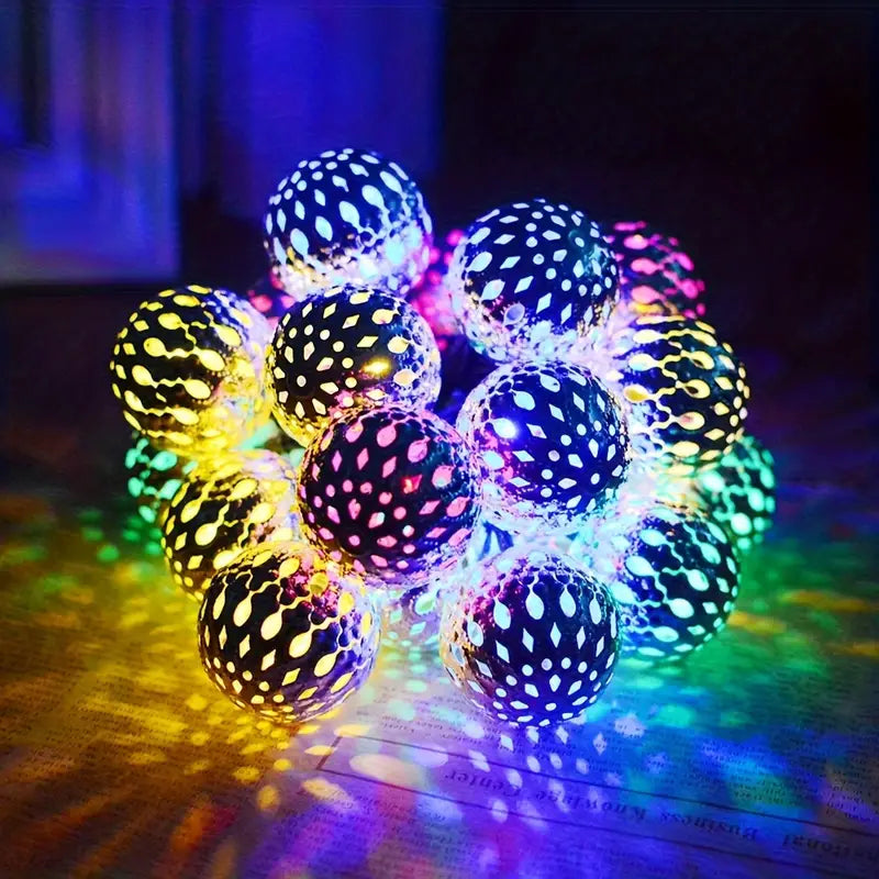 Moroccan Metal Globe String Lights for Indoor and Outdoor Décor