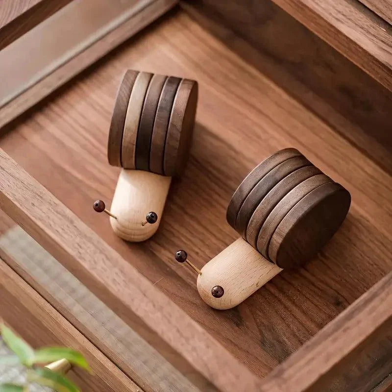 Wooden Coaster Set with Log Design for Table Protection