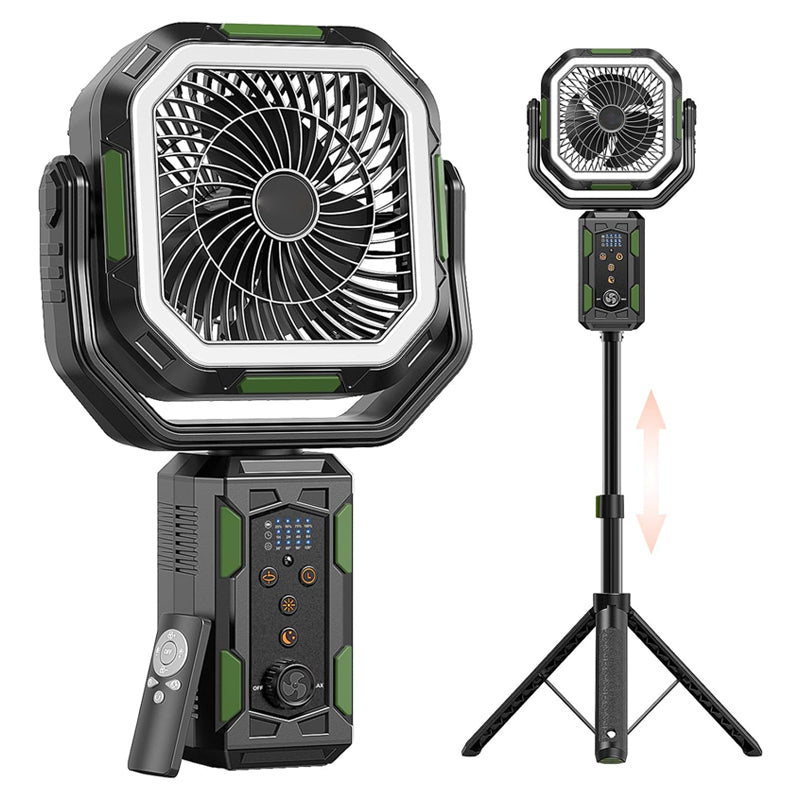 Rechargeable Camping Fan with Tripod & LED Lantern