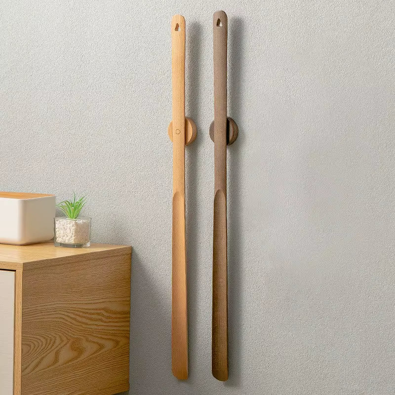 Minimalist Wooden Shoe Horn with Wall Mount