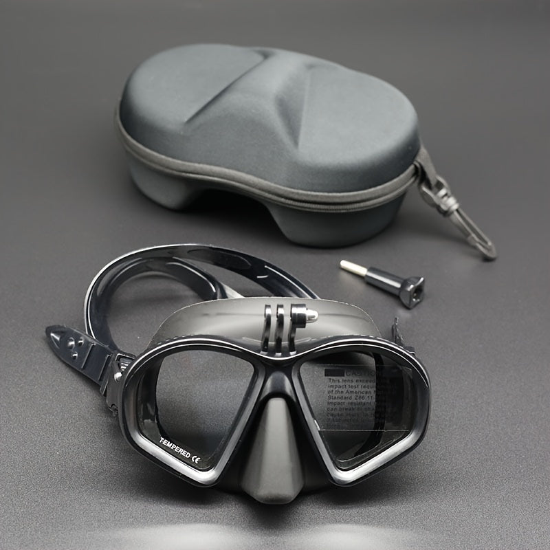Tempered Diving Mask with Storage Case - Dive Goggles with Anti-Fog and Camera Mount