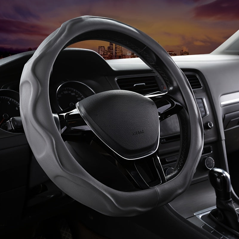 PU Leather Steering Wheel Cover with Non-Slip Grip for Comfort and Protection