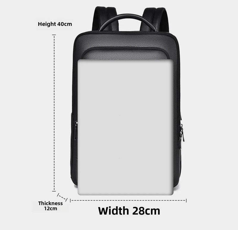 Unisex PU Leather Laptop Backpack with USB Charging Port for Everyday Travel