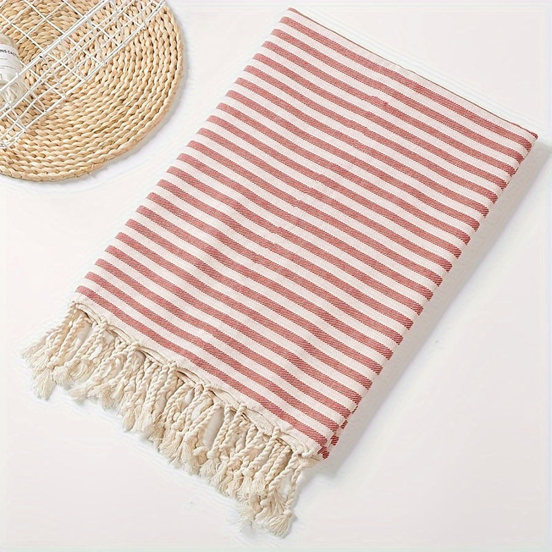 Oversized Beach Towel with Bohemian Stripe Pattern