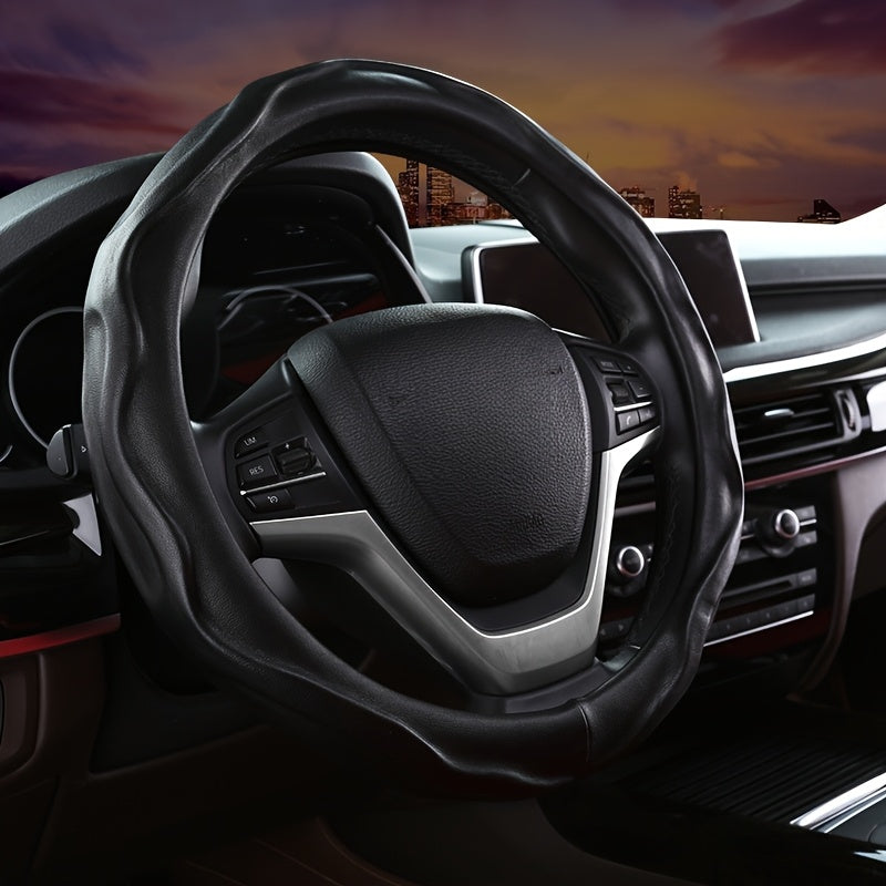 PU Leather Steering Wheel Cover with Non-Slip Grip for Comfort and Protection