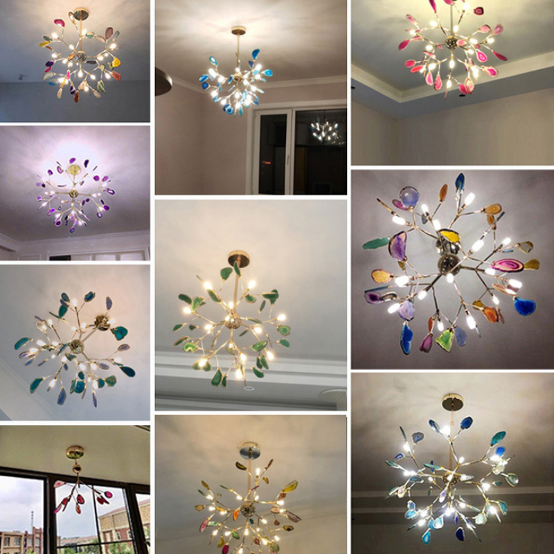 Branch-Style Glass Chandelier with Adjustable Suspension