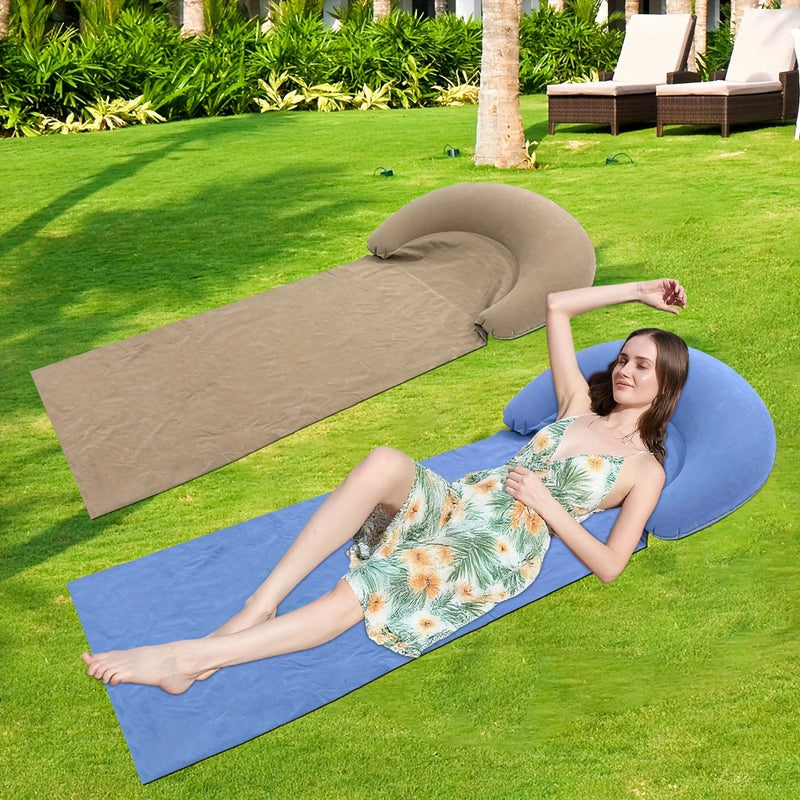 Comfortable Inflatable Beach Mat with Headrest for the Beach and Camping