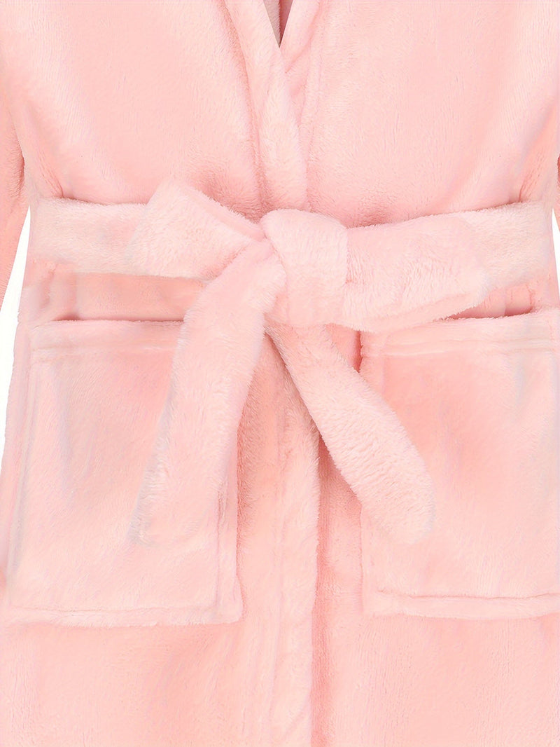 Children's Bathrobe with Hood – Soft Fleece Bathrobe for Girls with Comfortable Fit