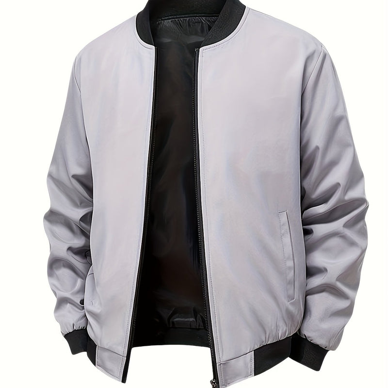 Men's Summer Jacket with Baseball Collar and Zip Fastening for Casual Use