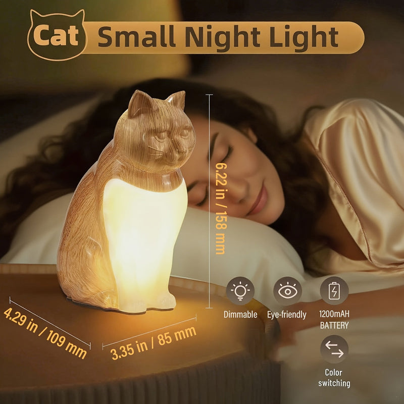 Decorative Cat Night Light with Touch Control and Dimmable Light