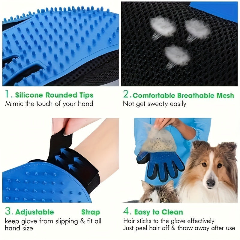 Grooming Glove for Dogs and Cats – Silicone De-shedding and Massaging