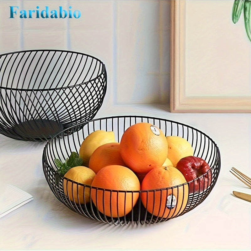 Round Metal Fruit Bowl for Table and Kitchen – Minimalist and Decorative Design