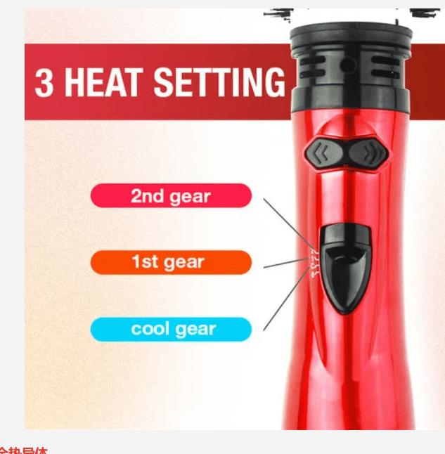 Rotating Hot-Air Hairstyler with Two Interchangeable Brushes