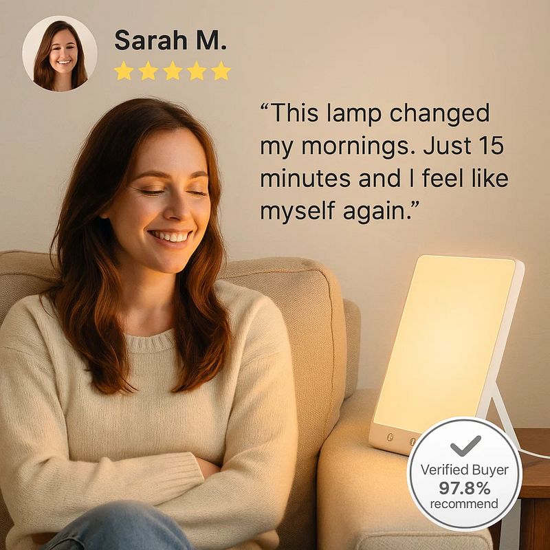 10,000 Lux SAD Light Therapy Lamp with Adjustable Brightness & Timer