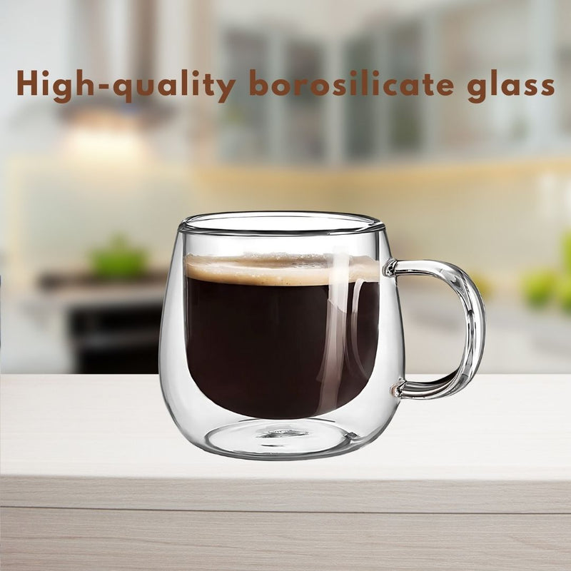 Double-Walled Glass Mugs with Insulation for Hot and Cold Drinks