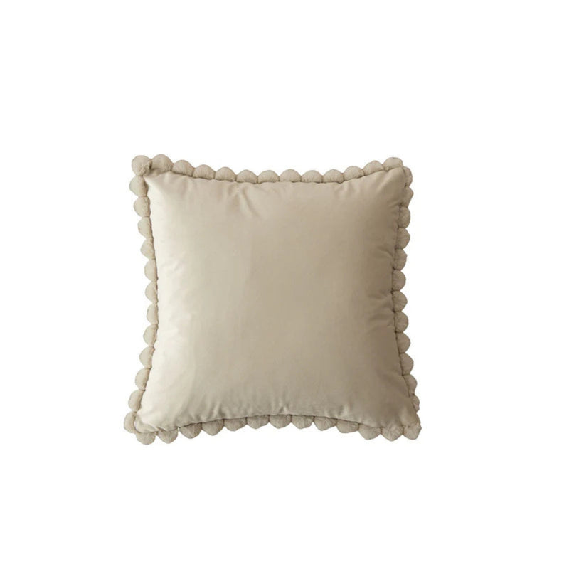 Velvet Pom-Pom Trim Cushion Cover for Sofas, Beds and Armchairs