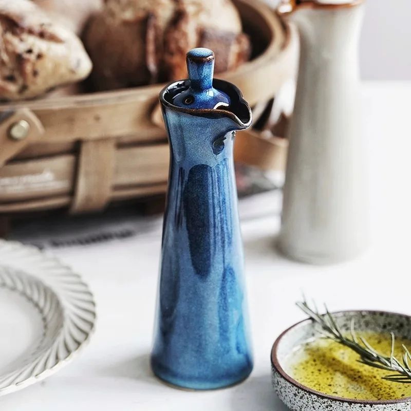 Stylish Ceramic Oil Dispenser with Drip-Free Spout for Kitchen and Table