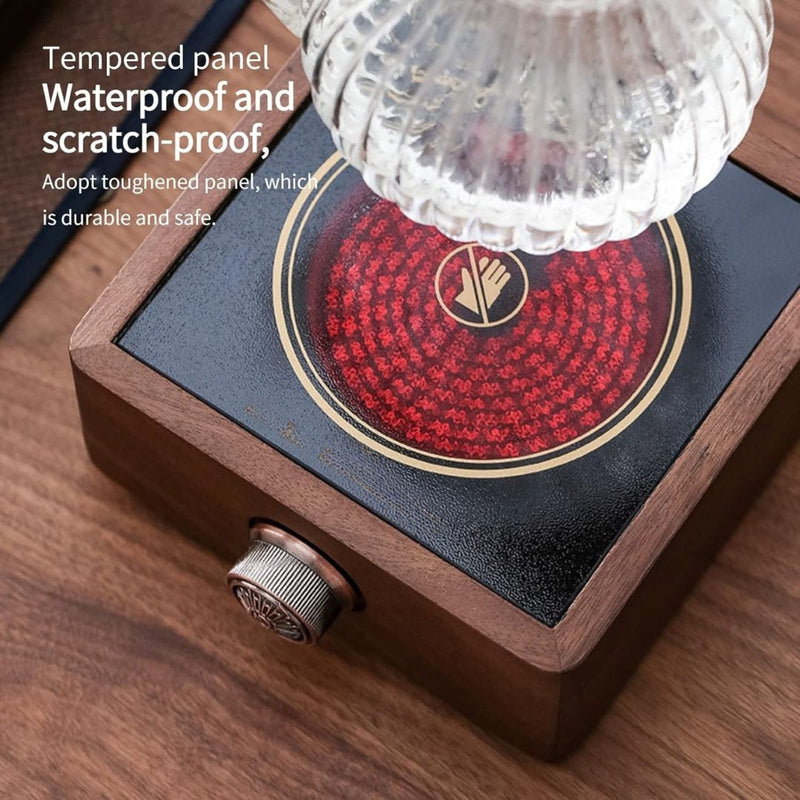 Electric Tea Warmer Made of Walnut with Adjustable Temperature