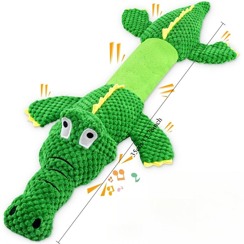 Sturdy Crocodile Dog Toy with Squeaker for Tug-of-War and Interactive Play