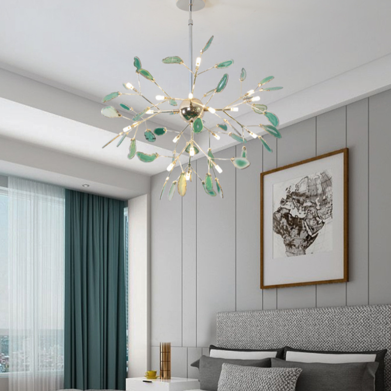 Branch-Style Glass Chandelier with Adjustable Suspension
