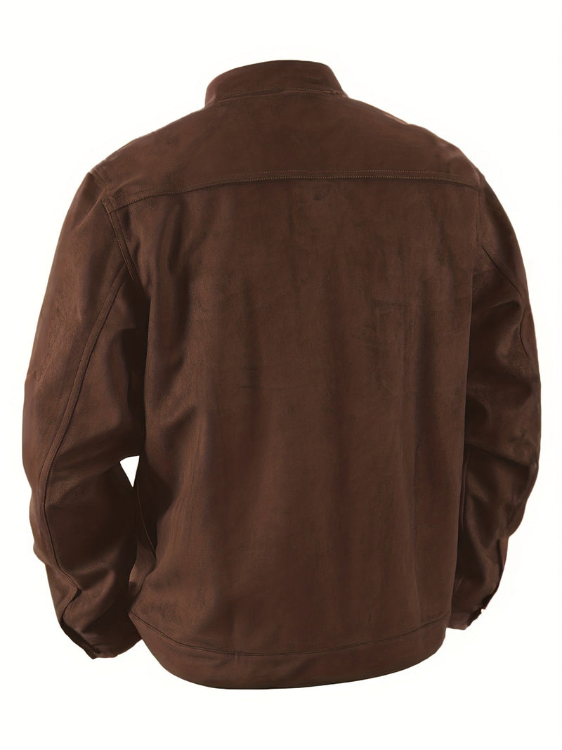 Men's Casual Jacket with Buttons and Stand-Up Collar – Vintage Work Jacket for Spring and Autumn