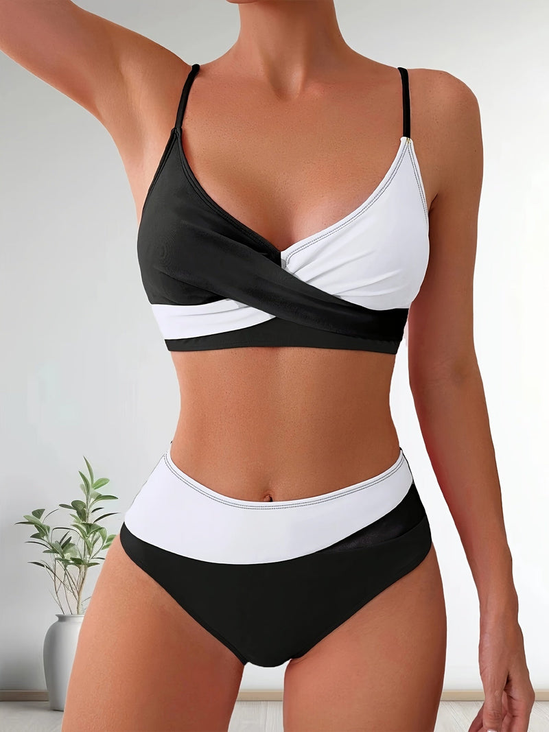 Comfortable Patchwork Bikini Set for Ladies with Stretch Fit