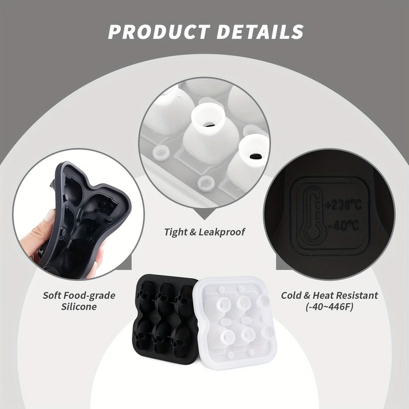 Silicone Skull Ice Cube Tray with Six Large Moulds