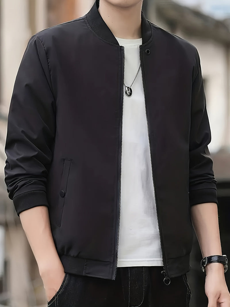 Lightweight Men's Summer Jacket with Stand-Up Collar and Zip Closure