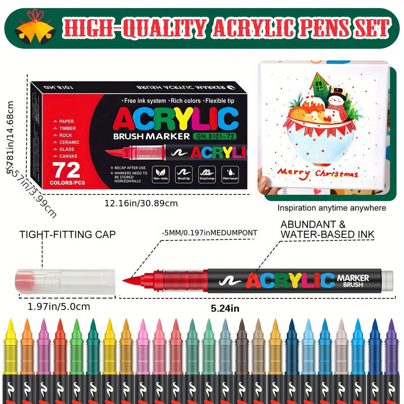 72 Colors Acrylic Paint Markers – Perfect for Creative Painting on Various Surfaces