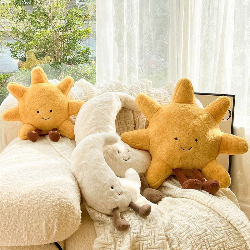 Soft Sun and Moon Cushions for Children's Rooms and Cosy Interior Decoration
