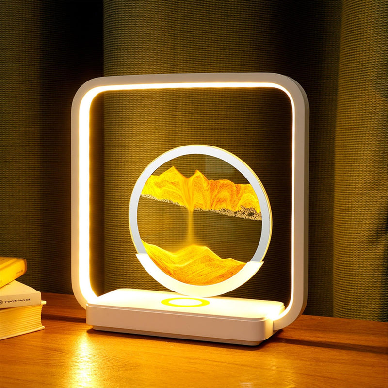LED Flowing Sand Art Table Lamp with Wireless Charger