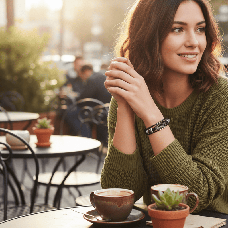 Unisex Leather Bracelet with Guitar-Inspired Design for Everyday Wear