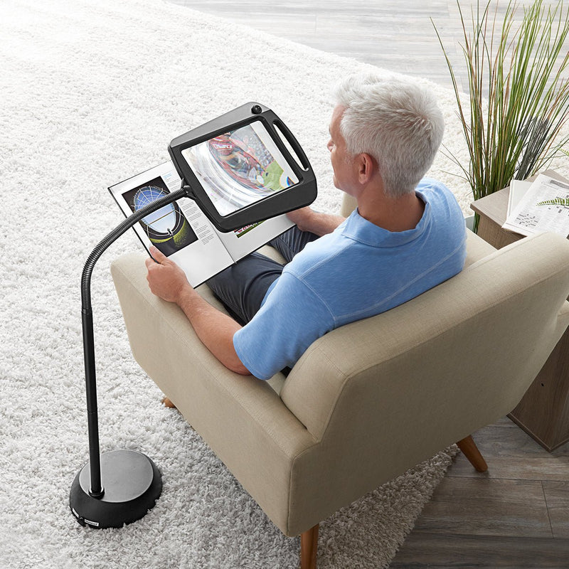 Standing Magnifying Lamp with LED Lighting and Large Magnification Area