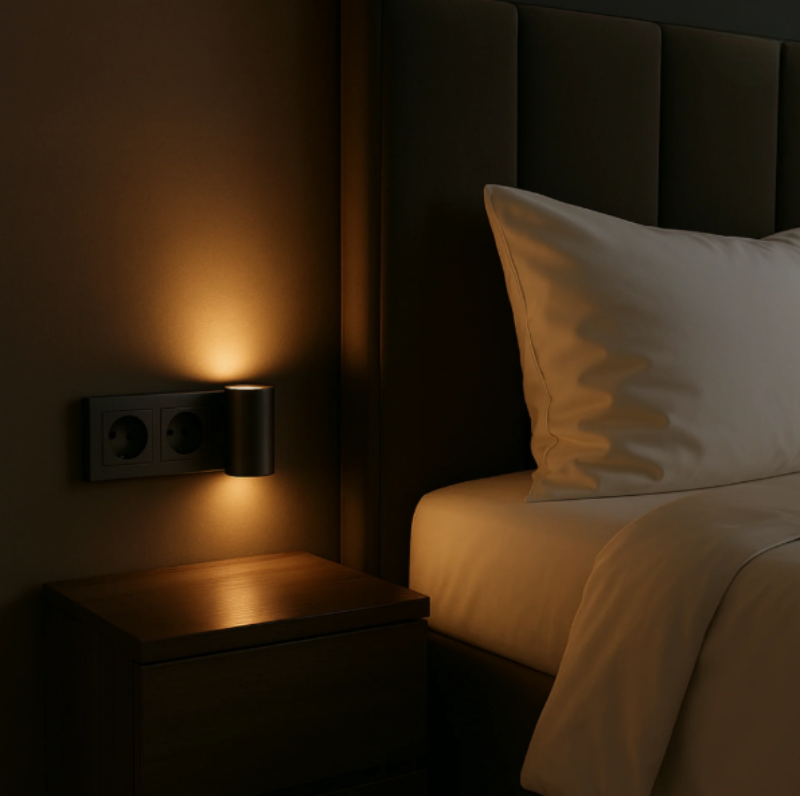 Plug-In LED Wall Light with Day-Night Sensor and Dimming
